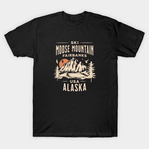 Moose Mountain Ski and Snowboarding Gift: Hit the Slopes in Style in Alaska, USA T-Shirt by WORLDCREATOR